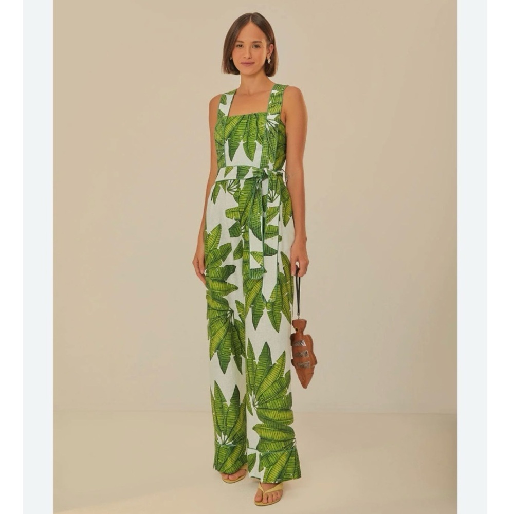 Farm Rio Palm Fan Jumpsuit size XS Missing Belt - Picture 16 of 16